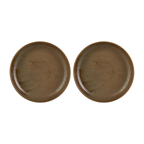 Helix Kaldi dia.9" h:0" 42 oz. Round Brown Vitrified Deep Plate (Set of 2)
