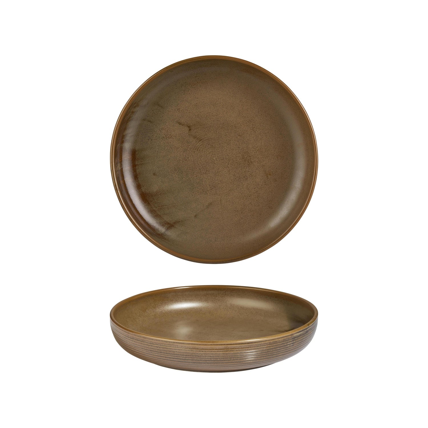 Helix Kaldi dia.10.25" h:2" 59 oz. Round Brown Vitrified Deep Plate (Set of 6)