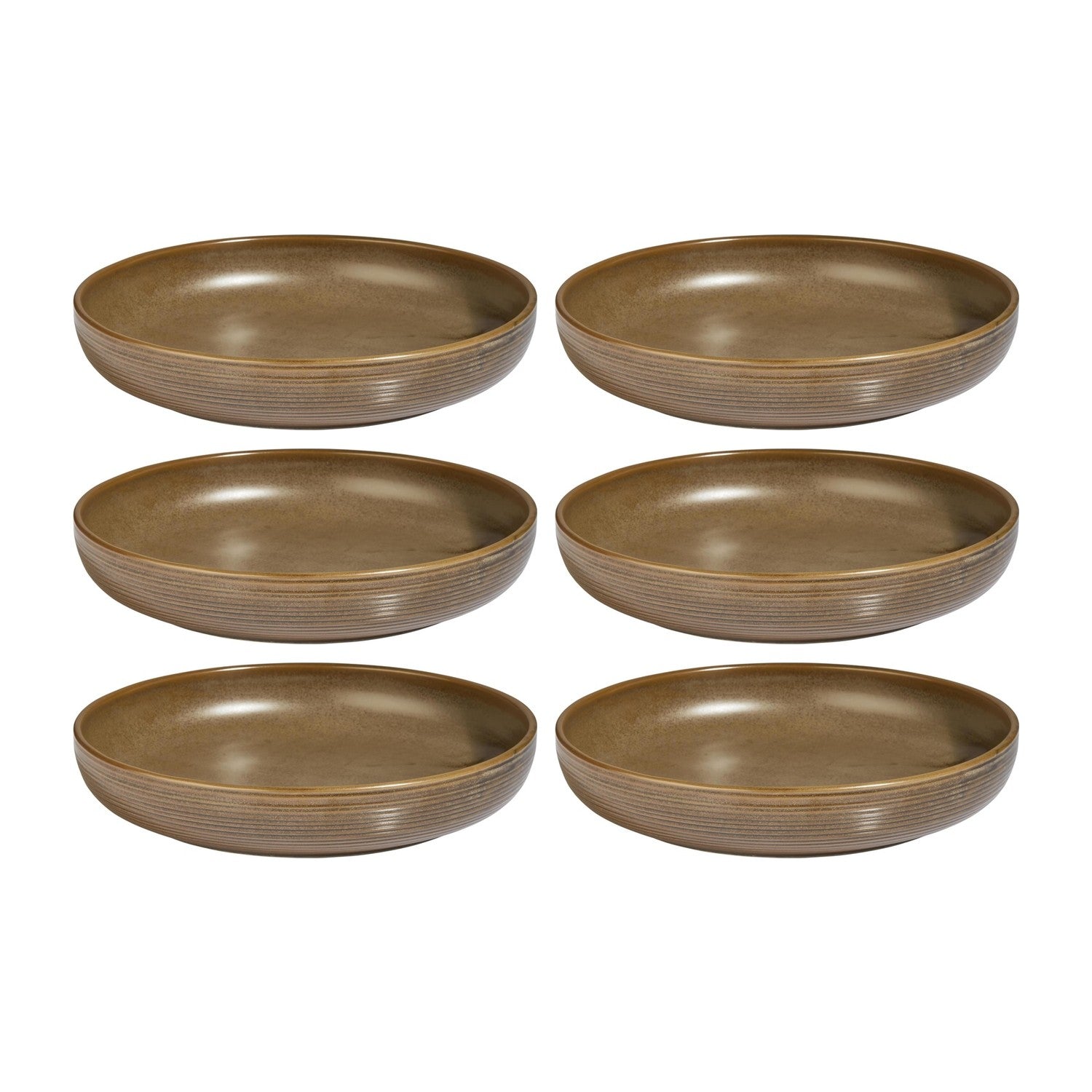 Helix Kaldi dia.10.25" h:2" 59 oz. Round Brown Vitrified Deep Plate (Set of 6)