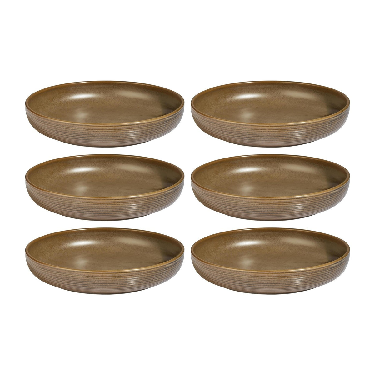 Helix Kaldi dia.10.25" h:2" 59 oz. Round Brown Vitrified Deep Plate (Set of 6)