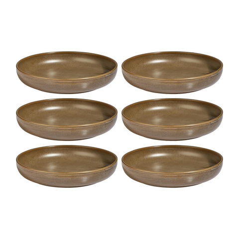 Helix Kaldi dia.10.25" h:2" 59 oz. Round Brown Vitrified Deep Plate (Set of 6)