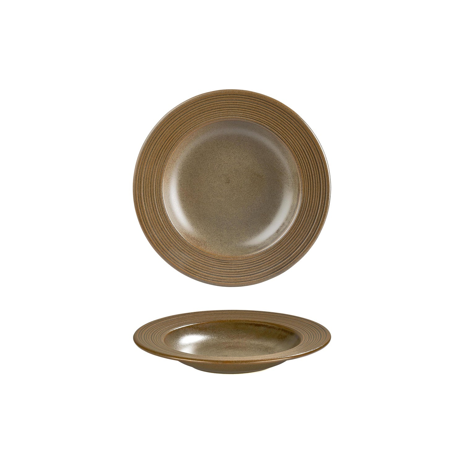 Helix Kaldi dia.9" h:0" 10 oz. Round Brown Vitrified Deep Plate (Set of 4)