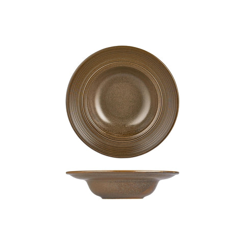 Helix Kaldi dia.9.75" h:0" 14 oz. Round Brown Vitrified Deep Plate (Set of 2)