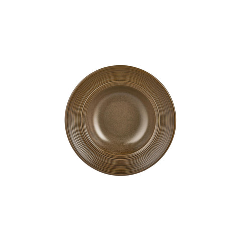 Helix Kaldi dia.9.75" h:0" 14 oz. Round Brown Vitrified Deep Plate (Set of 2)