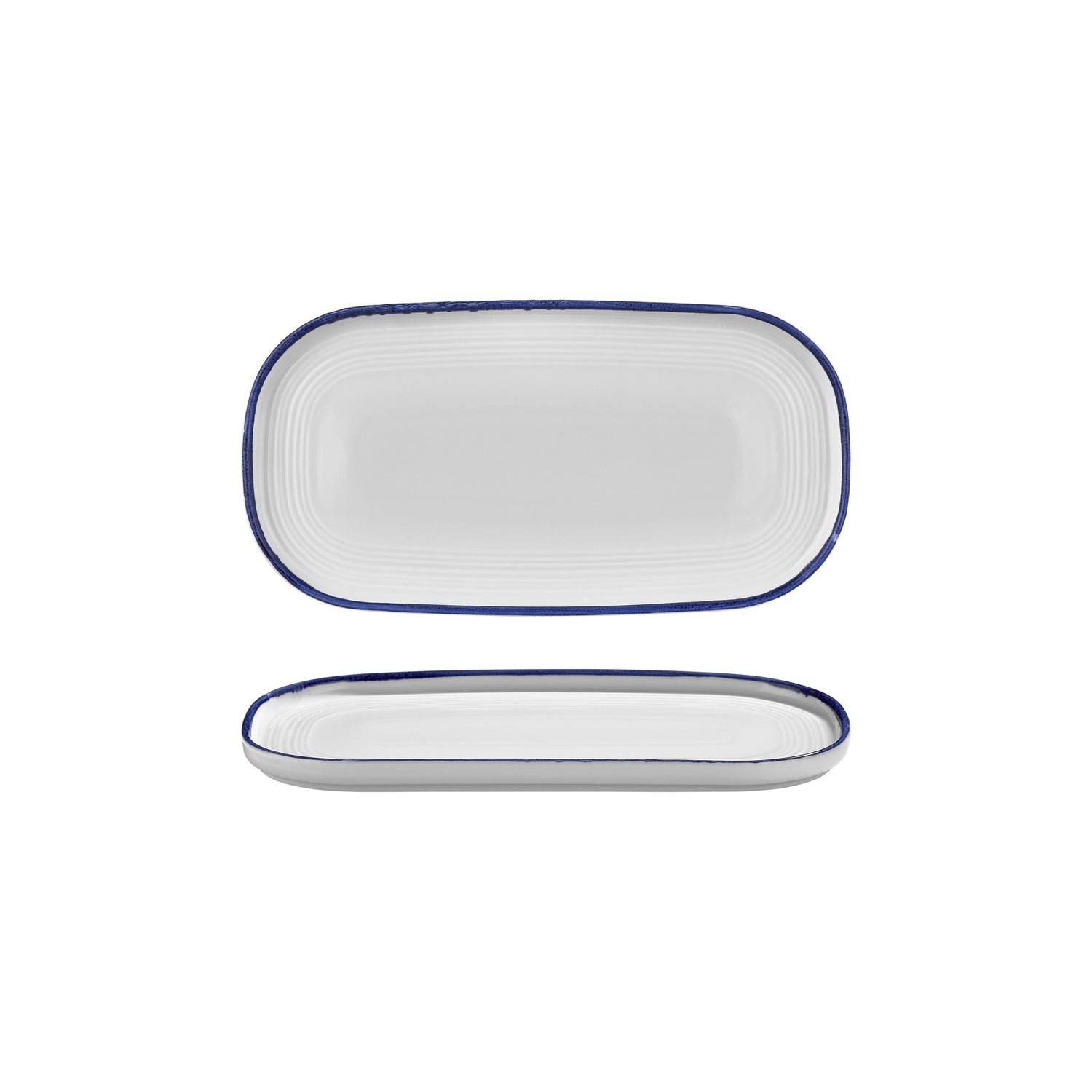 Helix Navy Blue 11.75" x 6.25" x h:0.75" Oval Blue Vitrified Platter (1 each)
