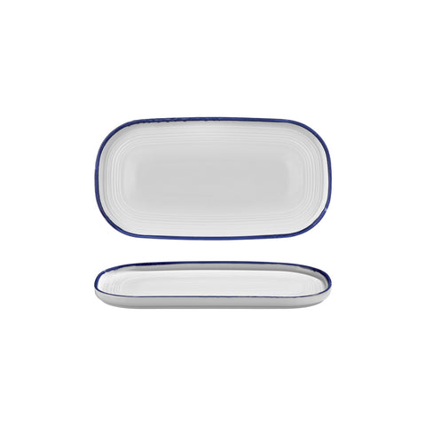 Helix Navy Blue 11.75" x 6.25" x h:0.75" Oval Blue Vitrified Platter (1 each)