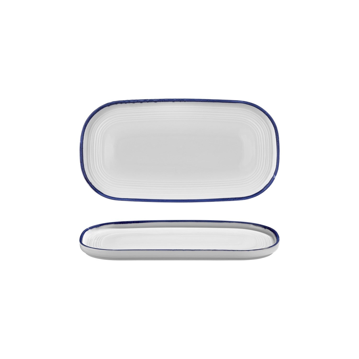 Helix Navy Blue 11.75" x 6.25" x h:0.75" Oval Blue Vitrified Platter (1 each)