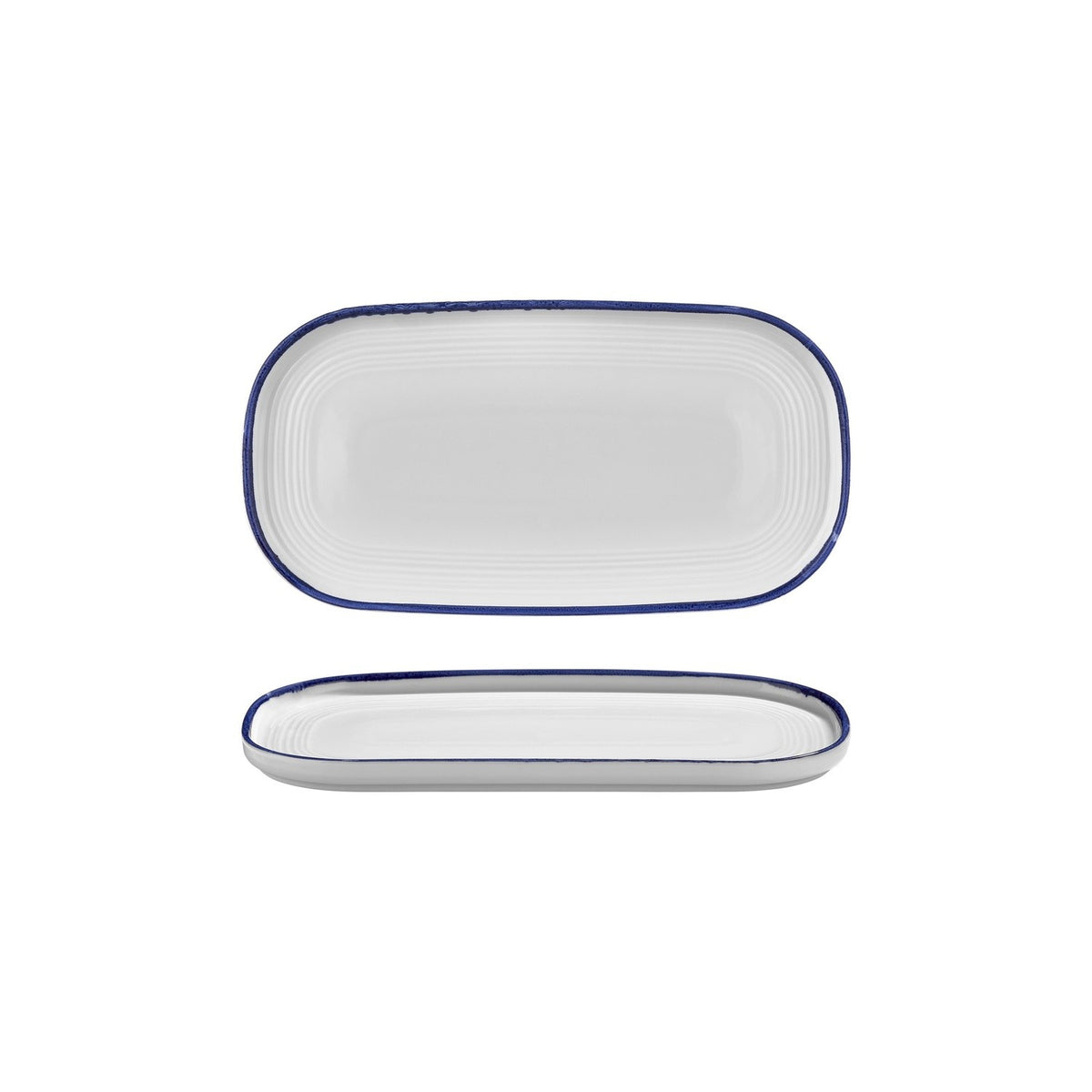 Helix Navy Blue 11.75" x 6.25" x h:0.75" Oval Blue Vitrified Platter (1 each)