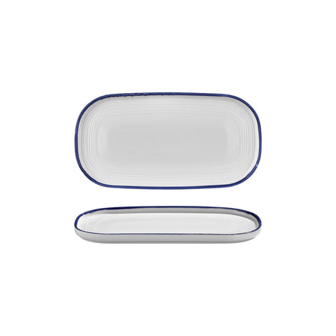 Helix Navy Blue 11.75" x 6.25" x h:0.75" Oval Blue Vitrified Platter (1 each)
