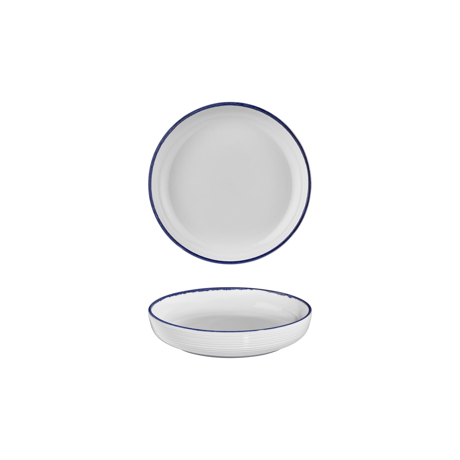 Helix Navy Blue dia.7.5" h:1.5" 24 oz. Round Blue Vitrified Deep Plate (Set of 6)