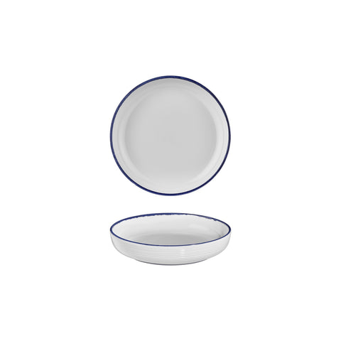 Helix Navy Blue dia.7.5" h:1.5" 24 oz. Round Blue Vitrified Deep Plate (Set of 6)