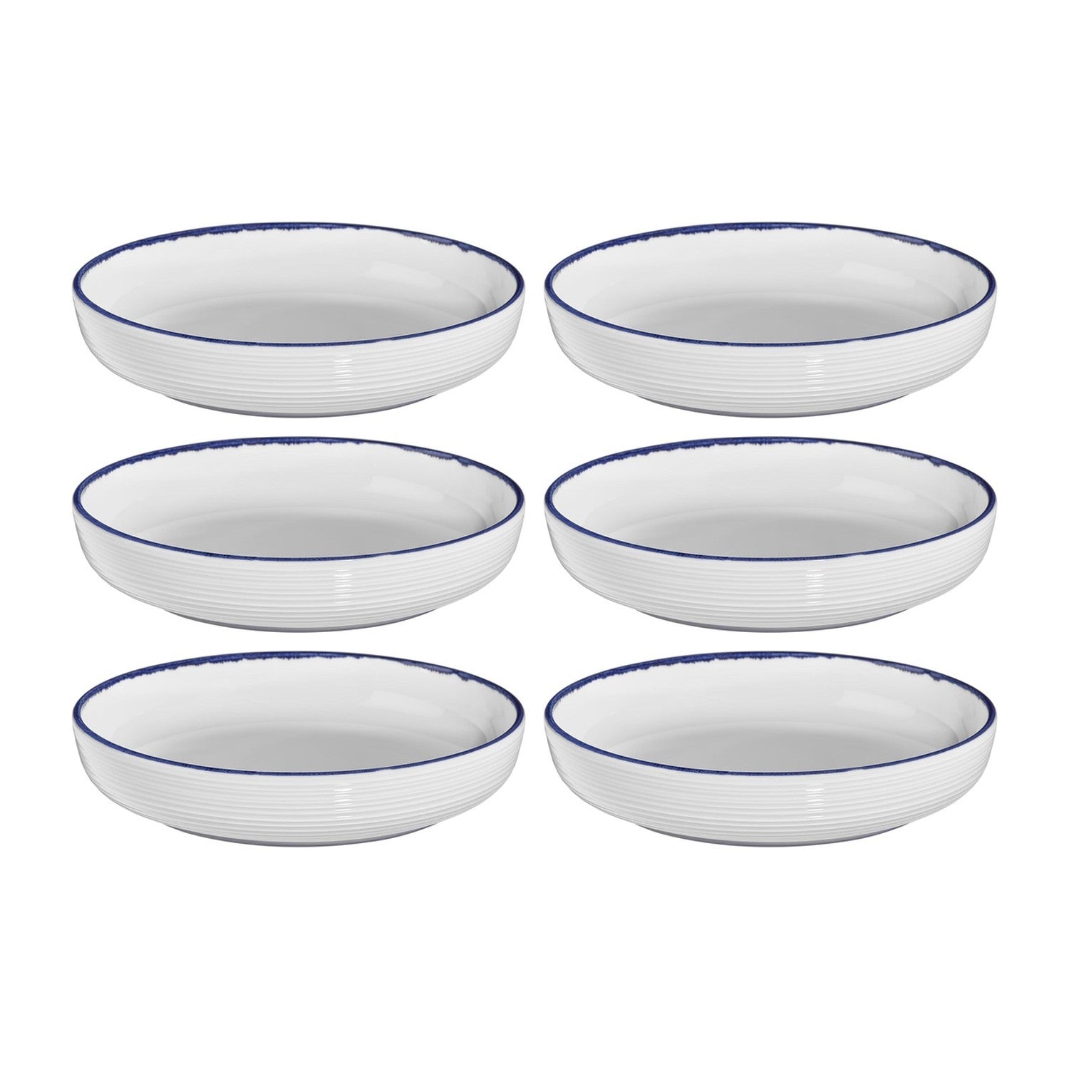 Helix Navy Blue dia.7.5" h:1.5" 24 oz. Round Blue Vitrified Deep Plate (Set of 6)