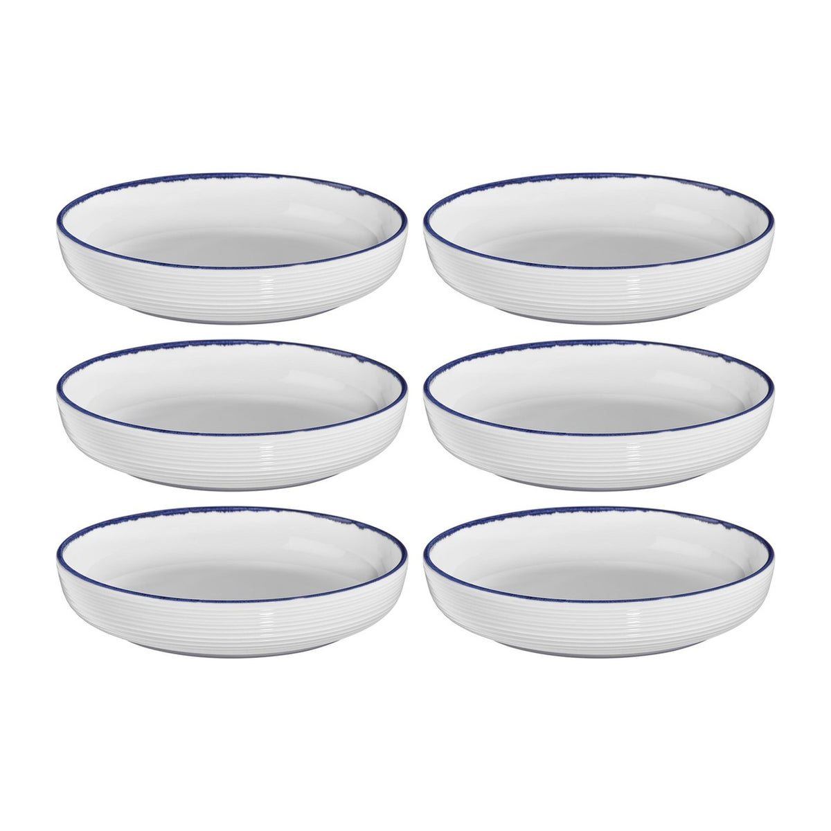 Helix Navy Blue dia.7.5" h:1.5" 24 oz. Round Blue Vitrified Deep Plate (Set of 6)
