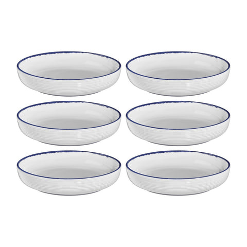 Helix Navy Blue dia.7.5" h:1.5" 24 oz. Round Blue Vitrified Deep Plate (Set of 6)
