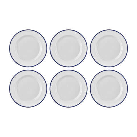 Helix Navy Blue dia.11.75" Round Blue Vitrified Plate (Set of 6)
