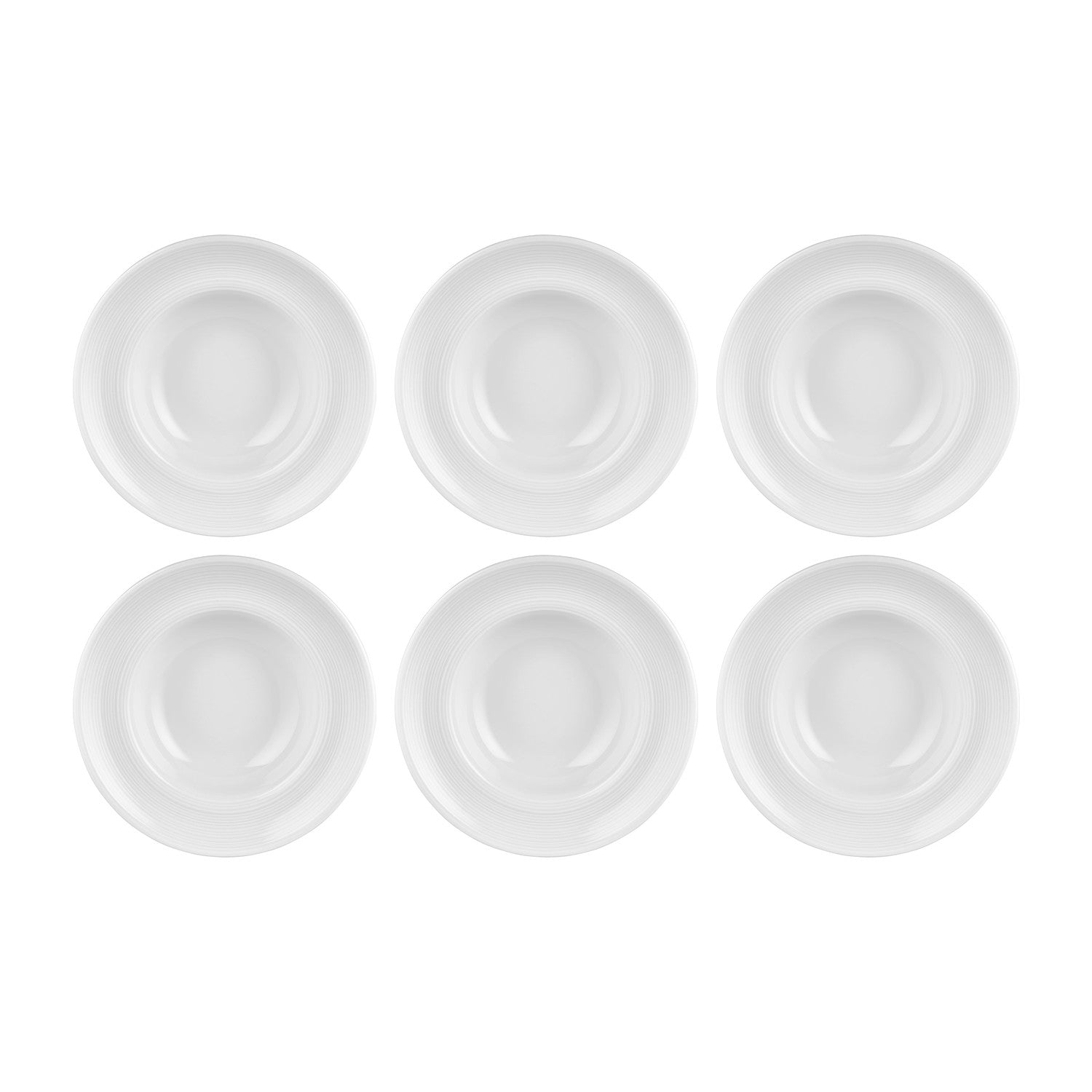 Helix White dia.9.75" h:2.25" 14 oz. Round Warm White Vitrified Deep Plate (Set of 6)