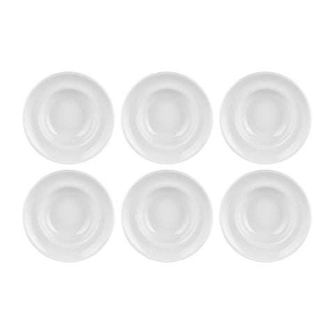 Helix White dia.9.75" h:2.25" 14 oz. Round Warm White Vitrified Deep Plate (Set of 6)