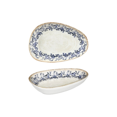 Kario 6.25" x 4" x h:1.25" Organic Blue Vitrified Platter (1 each)