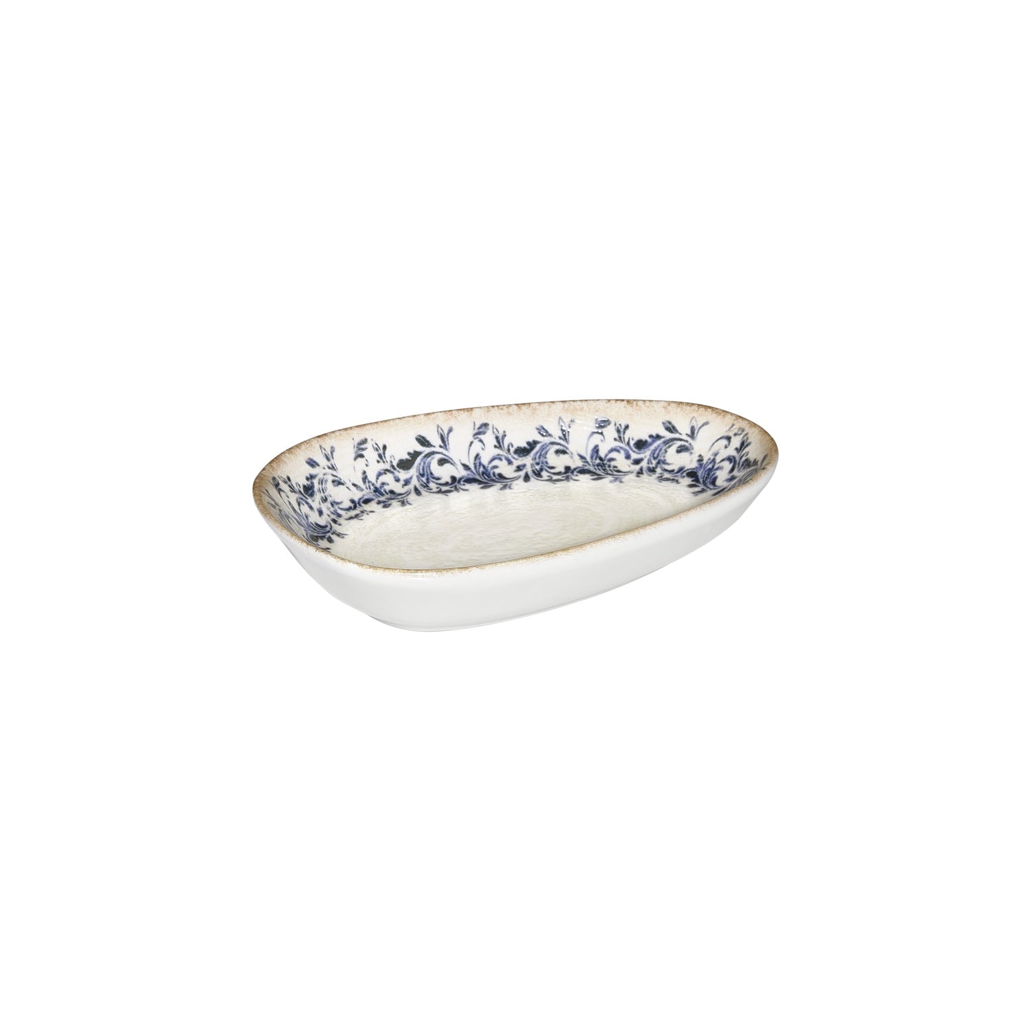 Kario 6.25" x 4" x h:1.25" Organic Blue Vitrified Platter (1 each)
