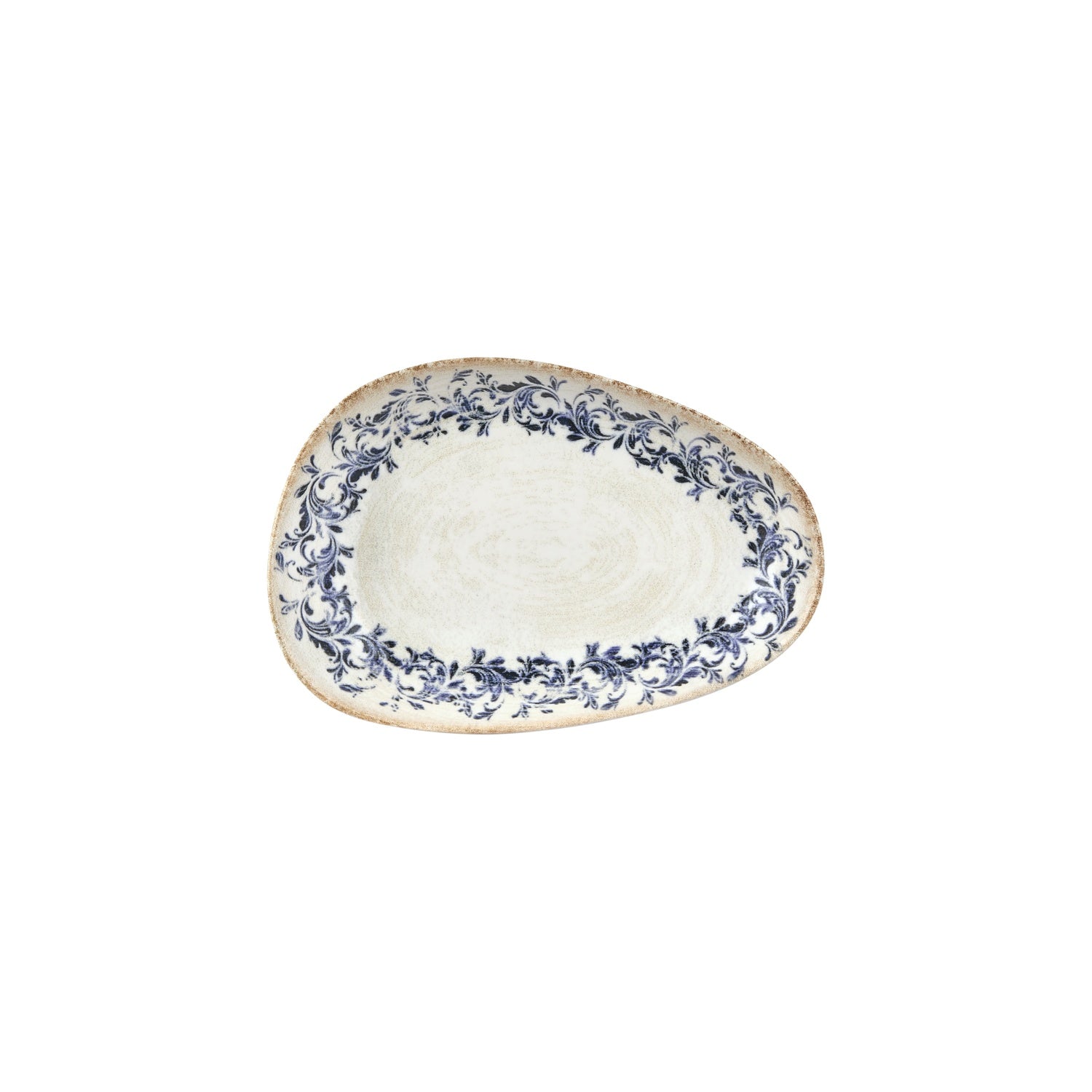 Kario 6.25" x 4" x h:1.25" Organic Blue Vitrified Platter (1 each)
