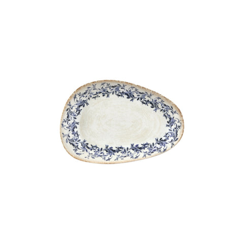 Kario 6.25" x 4" x h:1.25" Organic Blue Vitrified Platter (1 each)