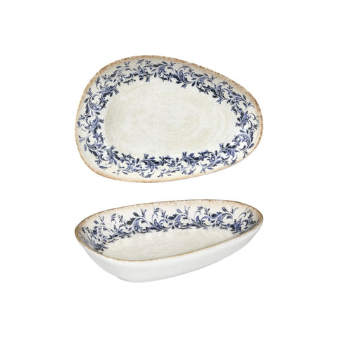 Kario 7.5" x 4.75" x h:1.5" Organic Blue Vitrified Platter (1 each)