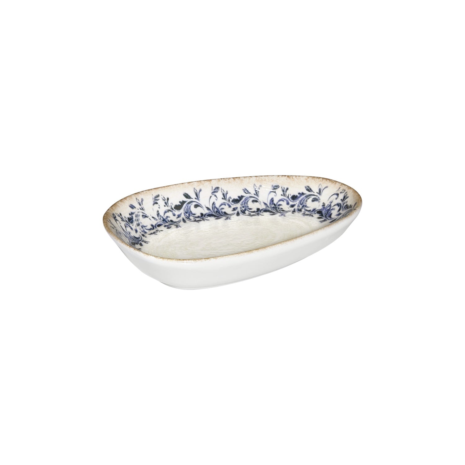Kario 7.5" x 4.75" x h:1.5" Organic Blue Vitrified Platter (1 each)