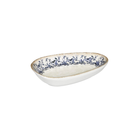 Kario 7.5" x 4.75" x h:1.5" Organic Blue Vitrified Platter (1 each)