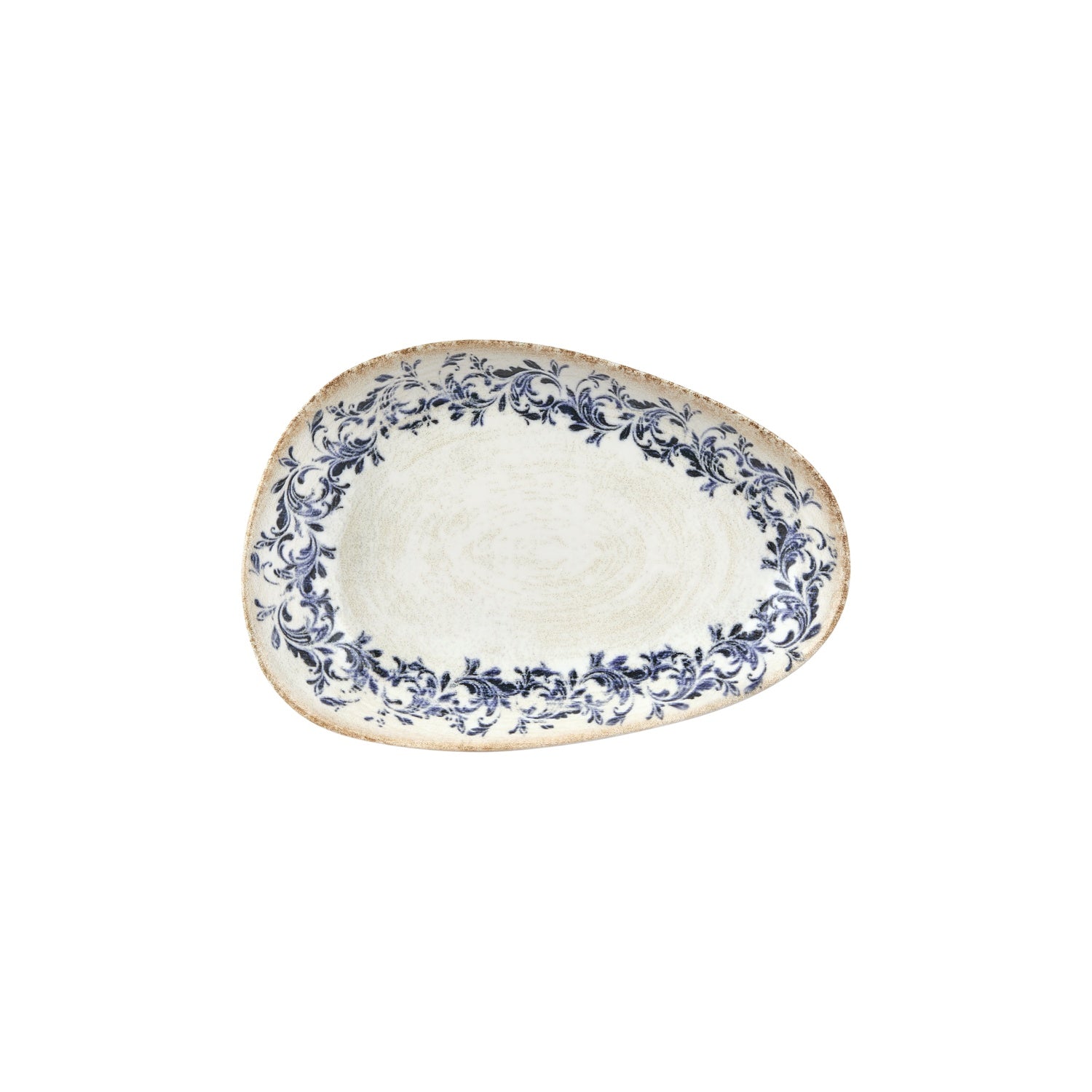 Kario 7.5" x 4.75" x h:1.5" Organic Blue Vitrified Platter (1 each)