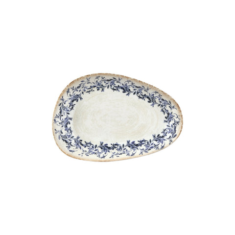 Kario 7.5" x 4.75" x h:1.5" Organic Blue Vitrified Platter (1 each)