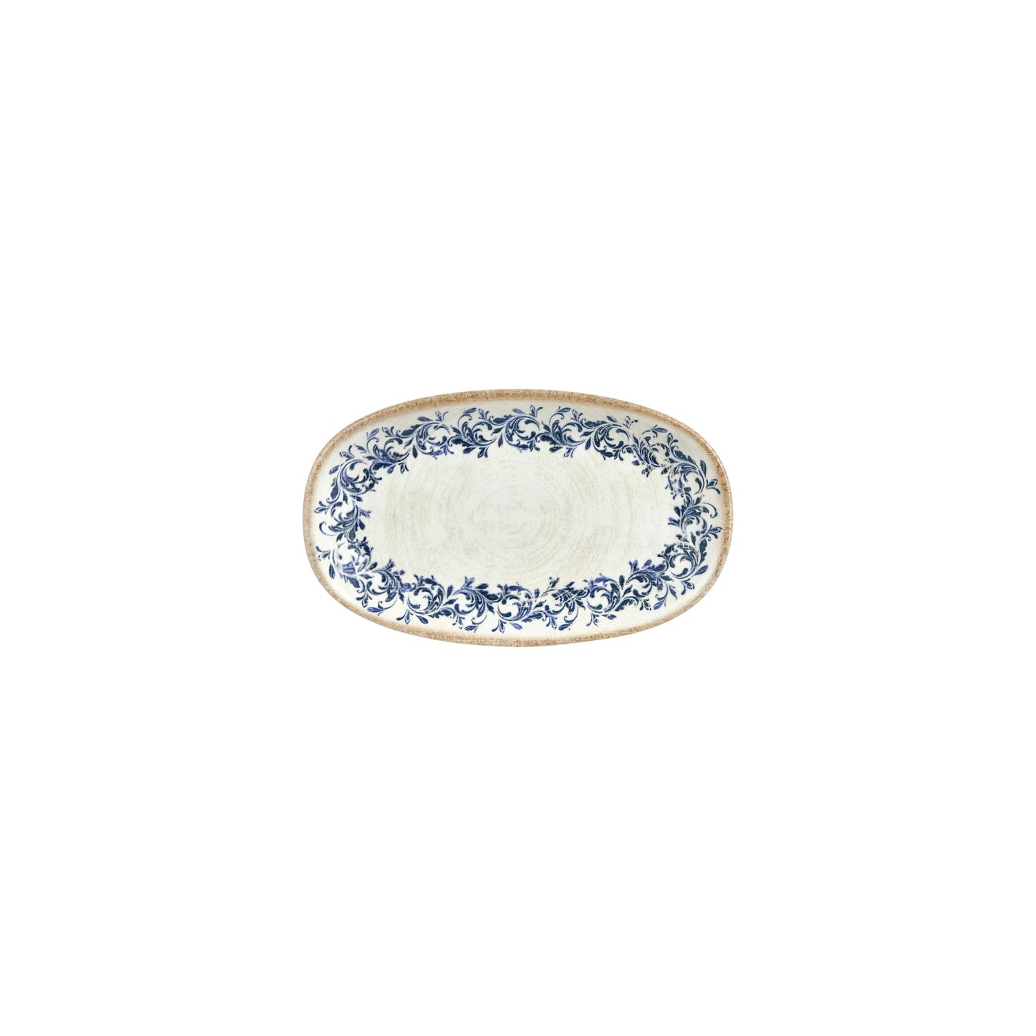 Kario 7.5" x 4.25" x h:1" Oval Blue Vitrified Platter (1 each)