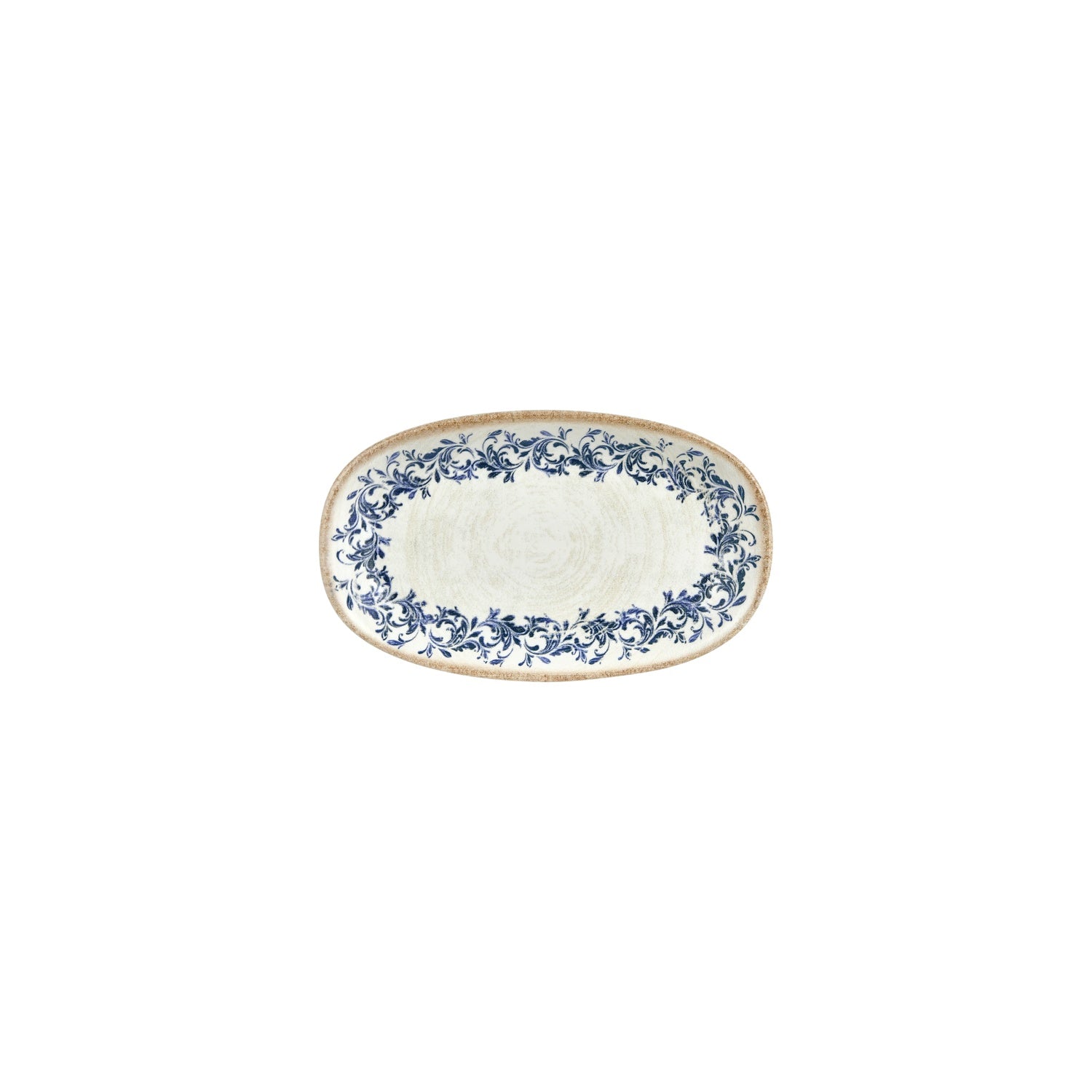 Kario 7.5" x 4.25" x h:1" Oval Blue Vitrified Platter (1 each)