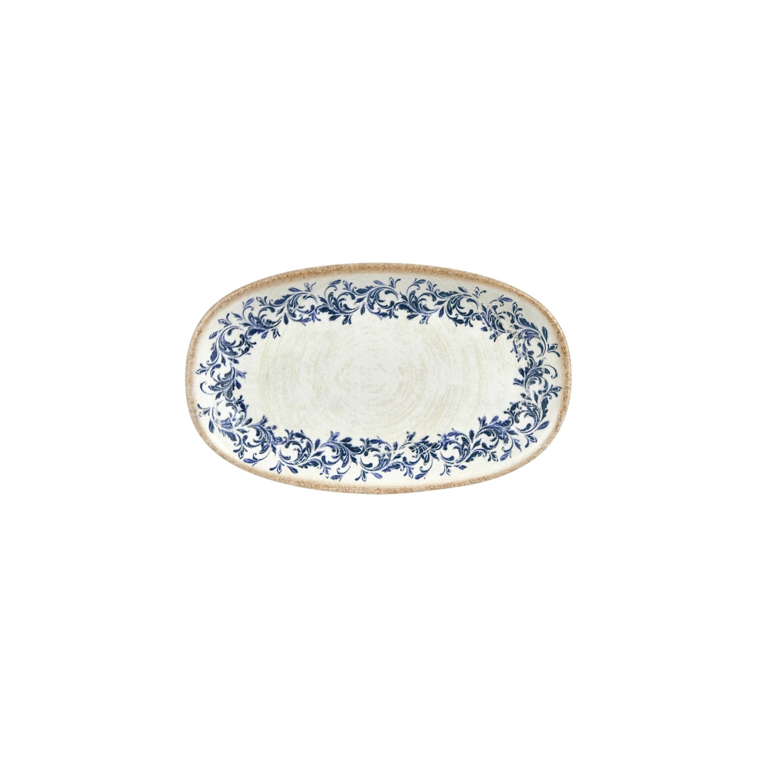Kario 9.5" x 5.75" x h:1" Oval Blue Vitrified Platter (1 each)
