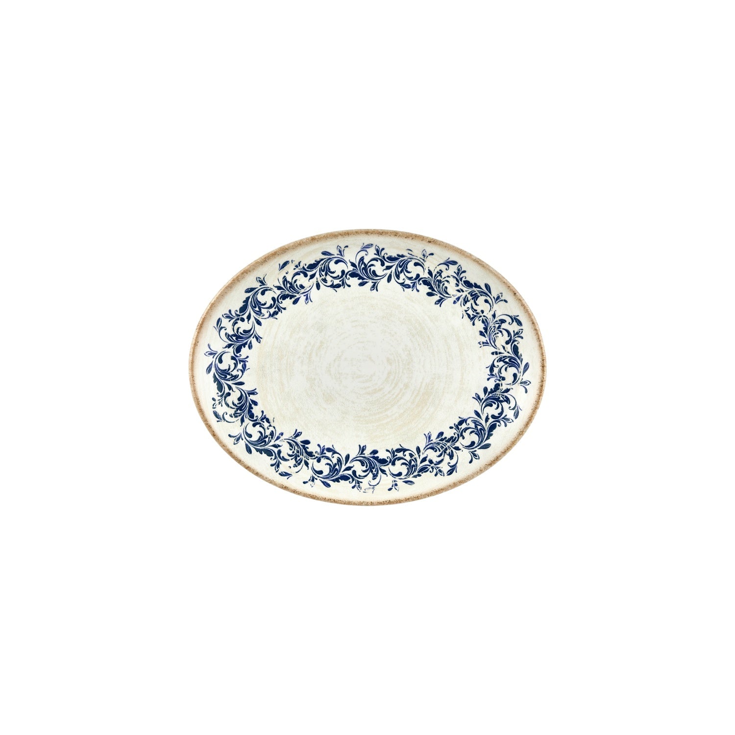 Kario 9.75" x 7.5" x h:1" Oval Blue Vitrified Platter (Set of 4)