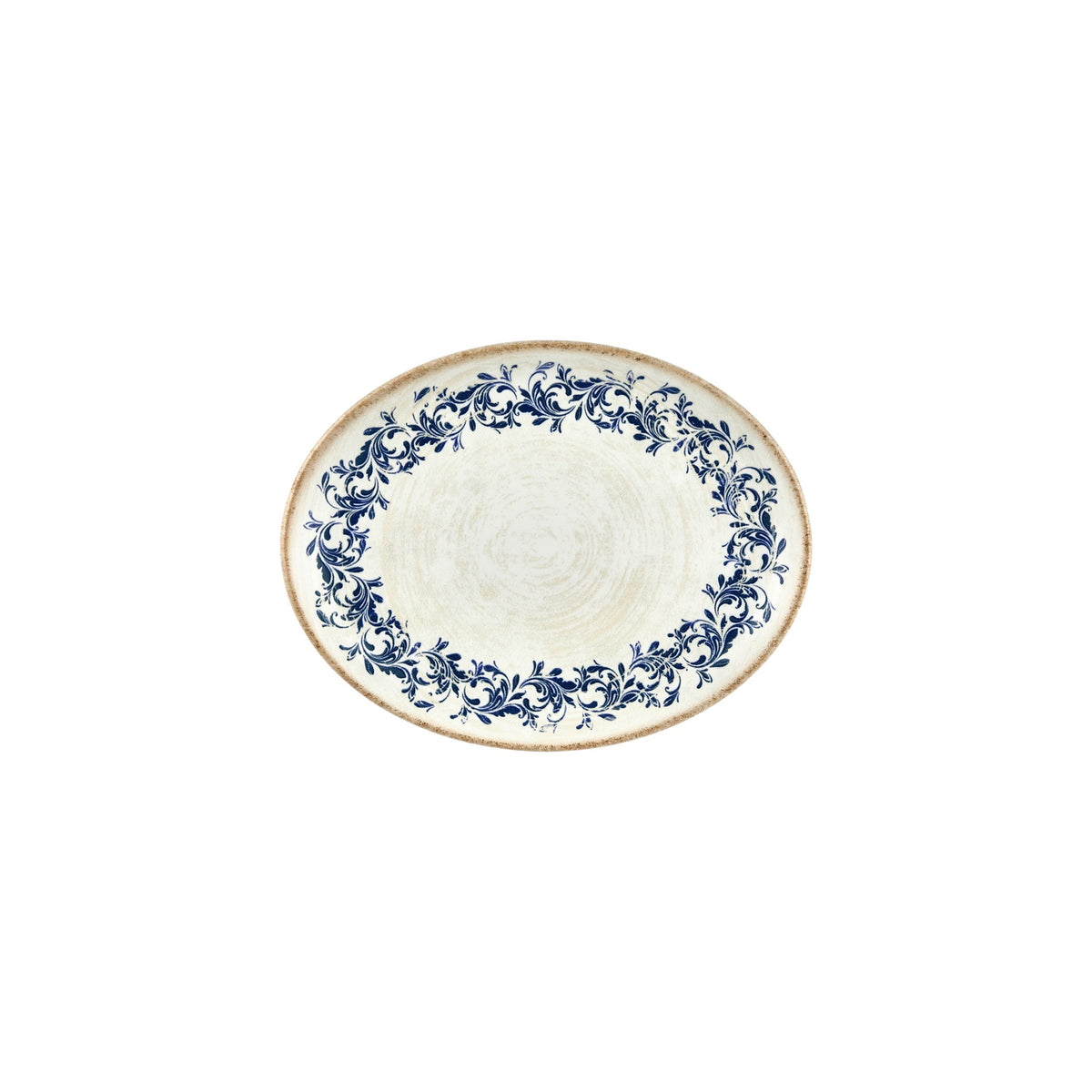 Kario 9.75" x 7.5" x h:1" Oval Blue Vitrified Platter (Set of 4)