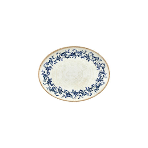 Kario 9.75" x 7.5" x h:1" Oval Blue Vitrified Platter (Set of 4)