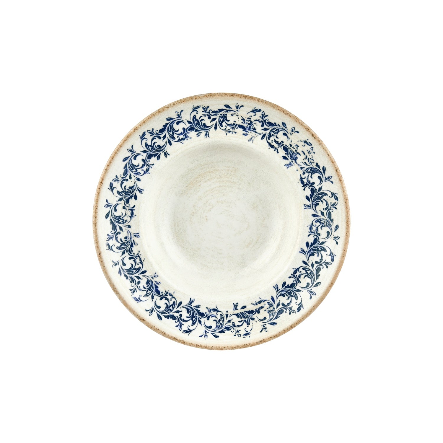 Kario dia.10.75" h:2.5" 17 oz. Round Blue Vitrified Deep Plate (Set of 6)