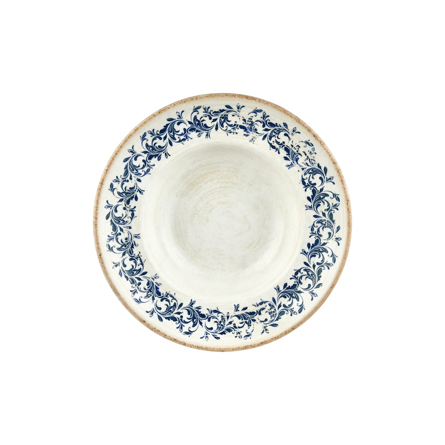 Kario dia.10.75" h:2.5" 17 oz. Round Blue Vitrified Deep Plate (Set of 6)