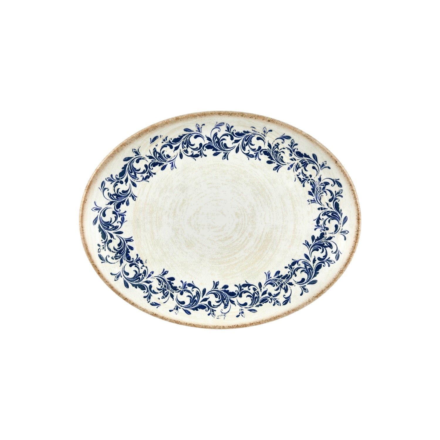 Kario 12.25" x 9.5" x h:1" Oval Blue Vitrified Platter (1 each)