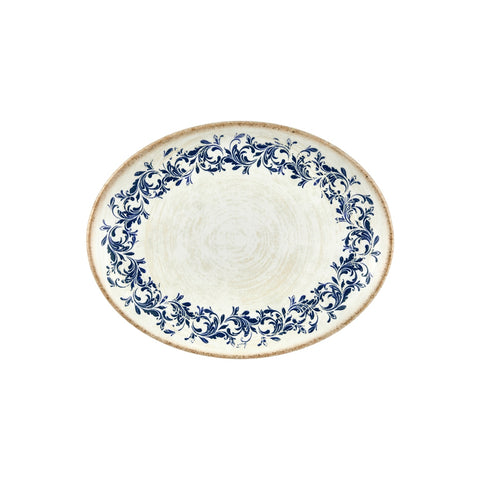 Kario 12.25" x 9.5" x h:1" Oval Blue Vitrified Platter (1 each)