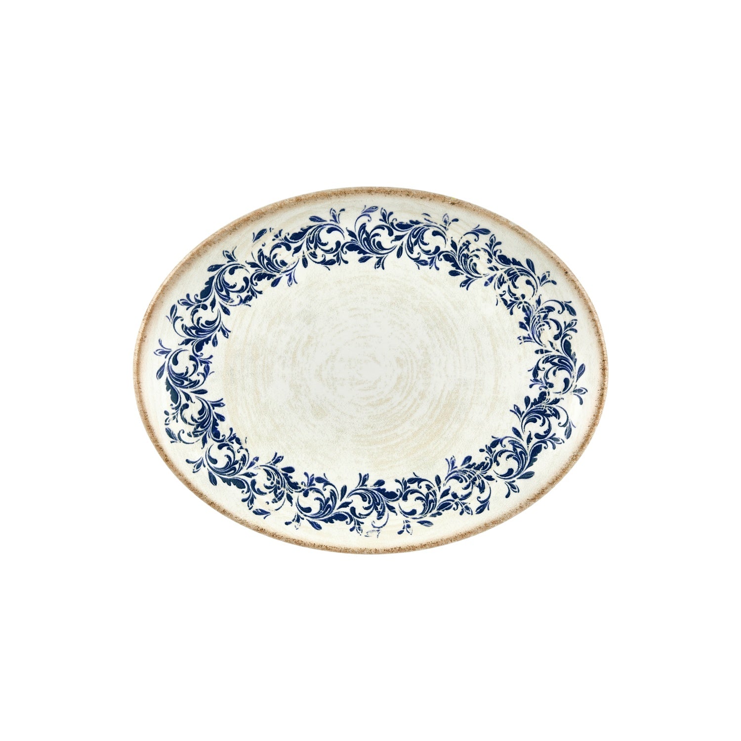 Kario 12.25" x 9.5" x h:1" Oval Blue Vitrified Platter (1 each)