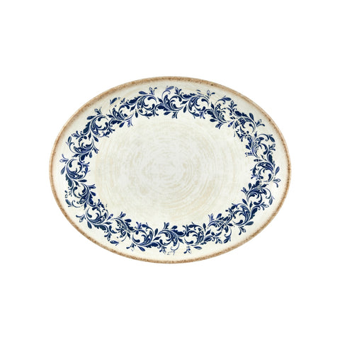 Kario 14.25" x 11" x h:1.25" Oval Blue Vitrified Platter (1 each)