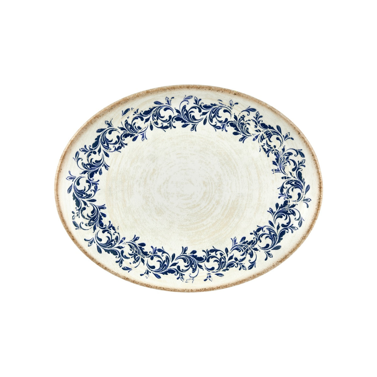 Kario 14.25" x 11" x h:1.25" Oval Blue Vitrified Platter (1 each)