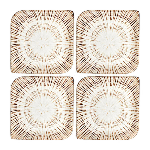 Legna 7.5" x 7.5" Square Red Vitrified Plate (Set of 4)