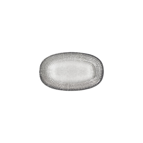Luna 9.5" x 5.75" x h:1" Oval Gray Vitrified Platter (1 each)