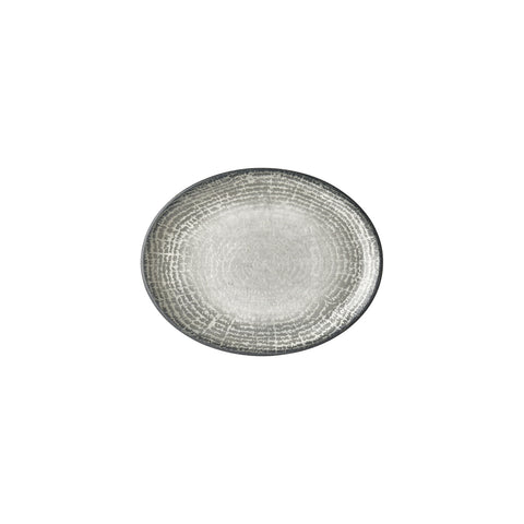 Luna 9.75" x 7.5" x h:1" Oval Gray Vitrified Platter (Set of 4)