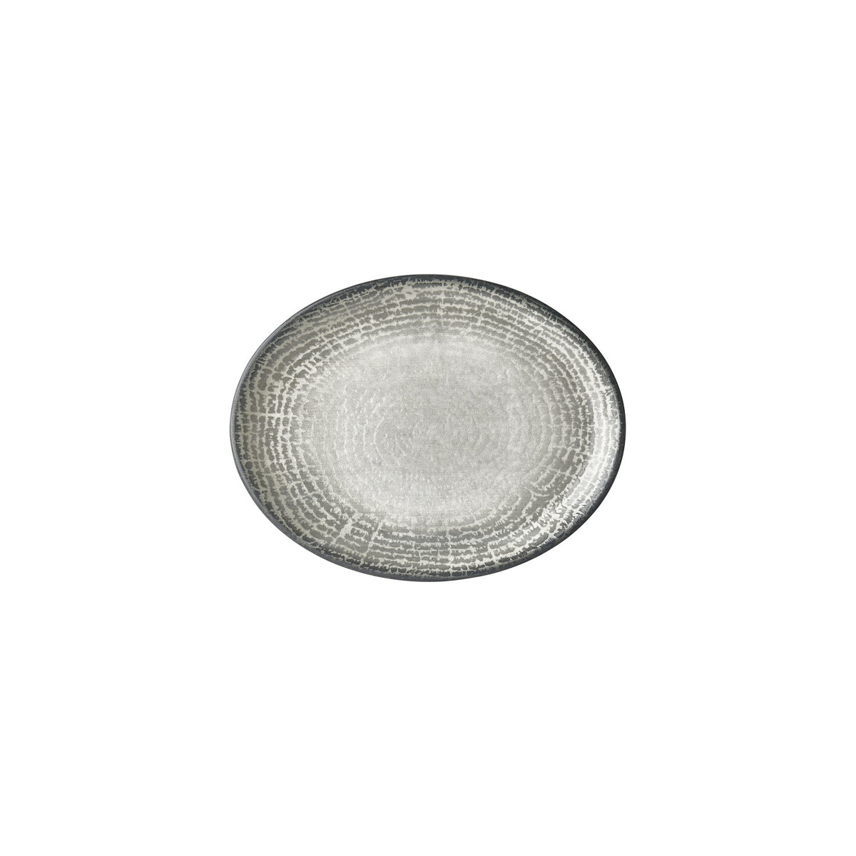Luna 9.75" x 7.5" x h:1" Oval Gray Vitrified Platter (Set of 4)
