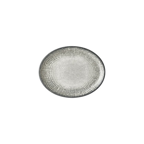 Luna 9.75" x 7.5" x h:1" Oval Gray Vitrified Platter (Set of 4)