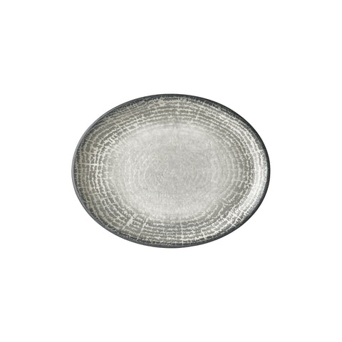 Luna 12.25" x 9.5" x h:1" Oval Gray Vitrified Platter (1 each)