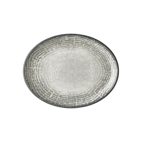 Luna 14.25" x 11" x h:1.25" Oval Gray Vitrified Platter (1 each)